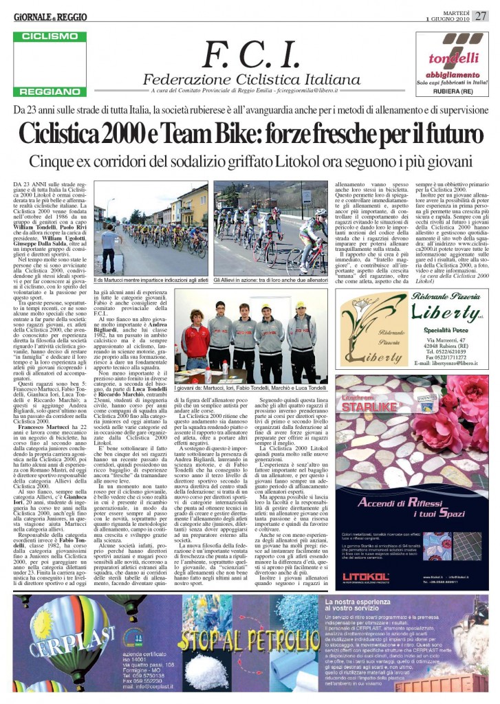 Il Giornale di Reggio 01/06/2010 Pag.27